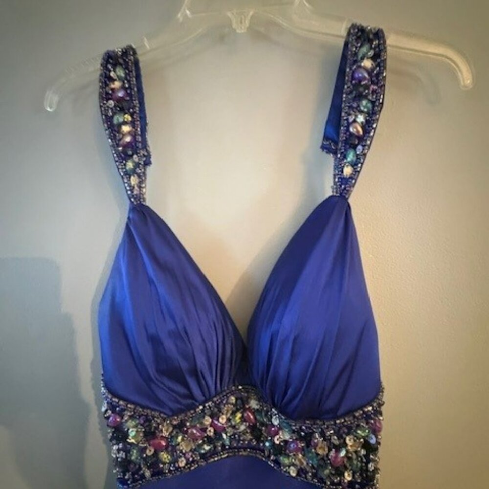 Vintage Y2K Stunning Royal Blue Floor Length Studio 17 Prom Dress Size 2 - Picture 2 of 6
